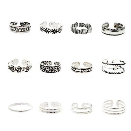 

12 шт./упак. Кольца на пальцы ног Открытый дизайн Регулируемые Унисекс Кольцо на сустав Модный аксессуар для вечеринки 12pcs