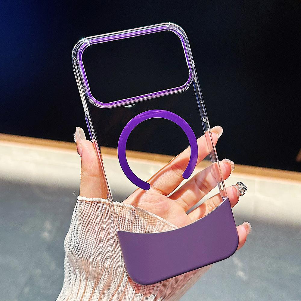 Luxury Splicing 2IN1 Transparent Phone Case For iPhone 17 16 15 14 13 12 Pro Max Plus 17Pro Air For Magsafe Magnetic Clear Cover