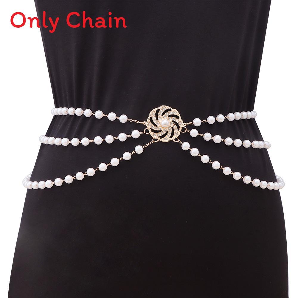 

Hip Hop Pearl Waist Chain With Dazzling Rhinestones And Multiple Circles For Men And Women золотий