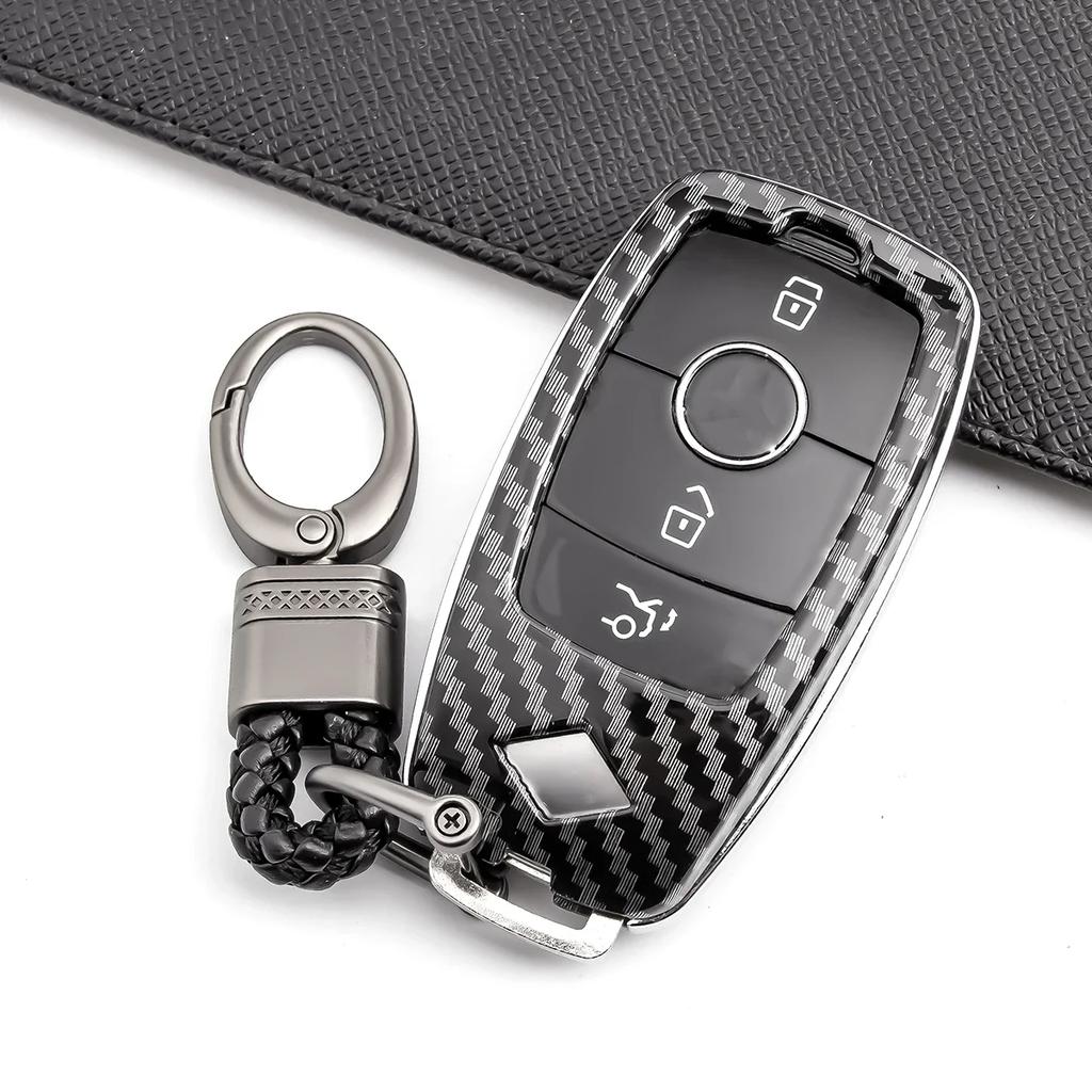 Carbon Fiber Car Key Fob Case Cover Keychain For Mercedes Benz Gla Glb Glc Gle Gls Cla Cls Eqa Eqb Eqc W177 W247 W205 W213 S213