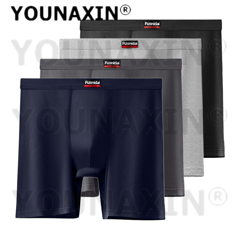 4 Pcs Men's Underwear Long Leg Plus Size Boxer Shorts Oversize Underpants Cotton Undies Loose Panties Fit 60-210KG