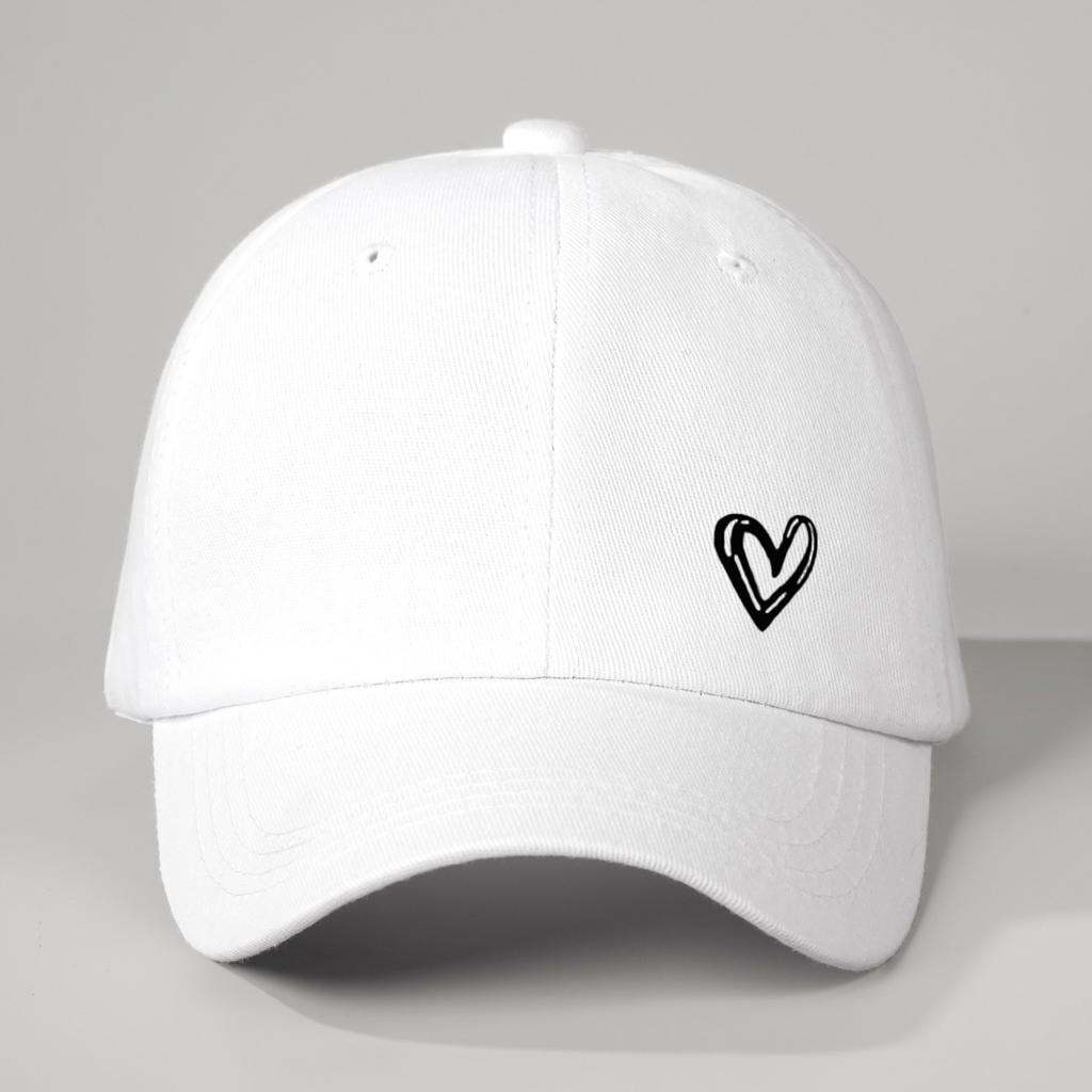 Solid color love printed baseball cap for both men and women, suitable for casual and versatile travel, sun protection, and gath
