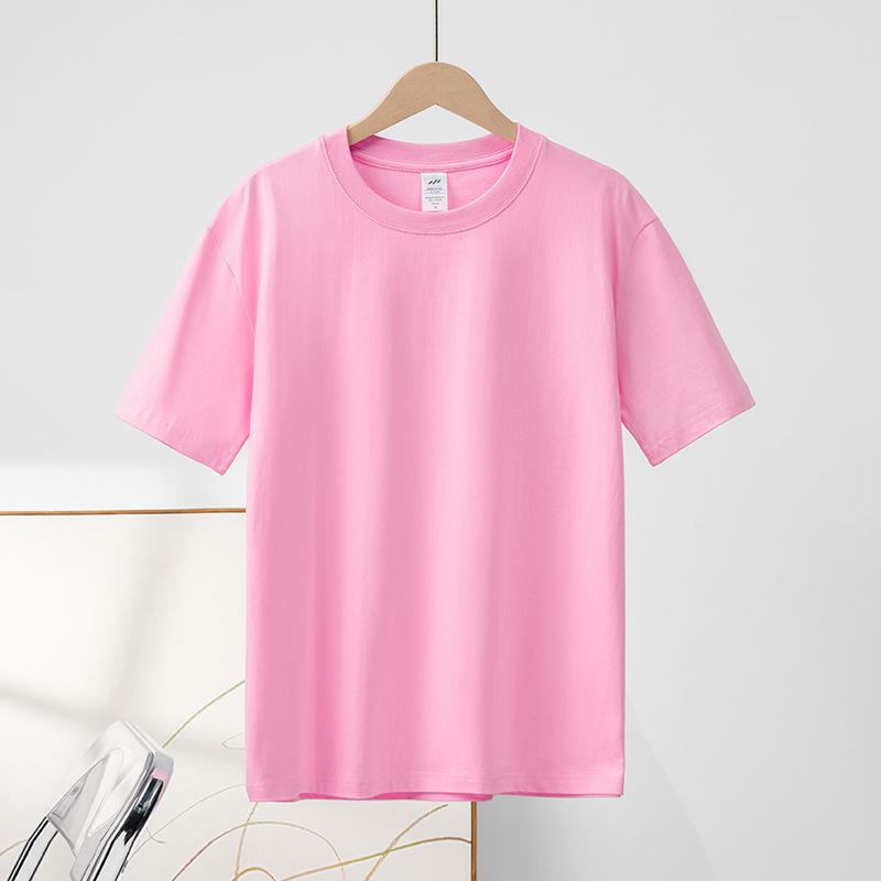 Kurzarm-T-Shirt aus reiner Baumwolle mit Rundhalsausschnitt für Damen, einfarbig, halbärmeliges Basis-T-Shirt