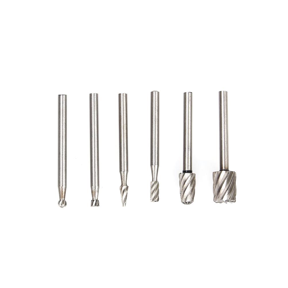 6pcs HSS Burr End Mill Cutter File Rotary Tool Router Bit Set 3.17mm 8mm Head SG