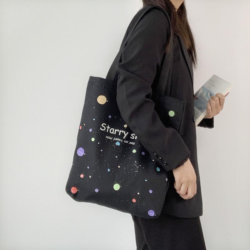 Spring/Summer Canvas Tote Bag: Japanese-Korean Style, Large Capacity, Versatile for Students and Everyday Use