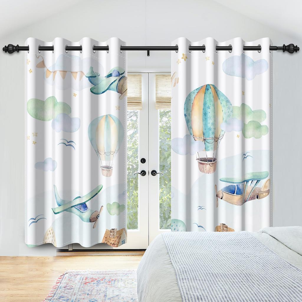 2 stk Dyreriksmønster Gardiner Dinosaur Giraff Løve Mønster Mørkleggingsgardin Barneromsdekorasjon Gutter Jenter Soveromsgardiner