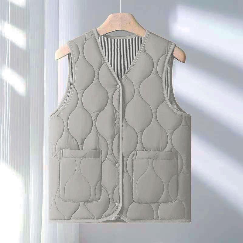 New Autumn and Winter Down Cotton Vest Women's Light Collar Close-fitting Warm Inside and Outside Vest Solid Color Top