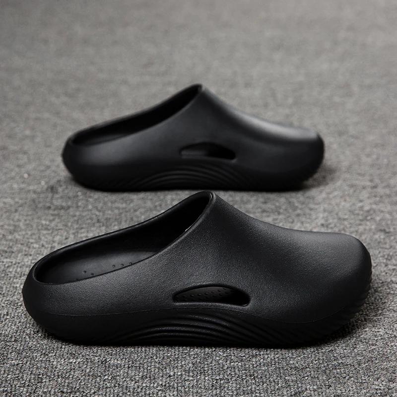 Breathable Men Slippers WaterProof Anti Skid Chef Shoe Slip on Casual Home Slippers Lightweight Beach Sandals Male Garden Clogs