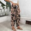 Women's Casual Straight Wide Leg Button Print Pattern Pants for Everyday Wear