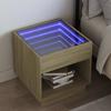 Vidaxl Stolik Nocny Z Led Infinity, Dąb Sonoma, 50X50X50 Cm