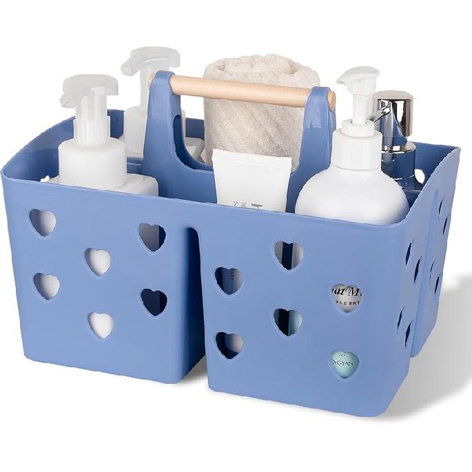 Anyoifax Portable Shower Caddy Plastic Shower Basket Organizer Divided Bathroom Caddy Storage Cleanning Caddy Tote with Handle for College, Dorm