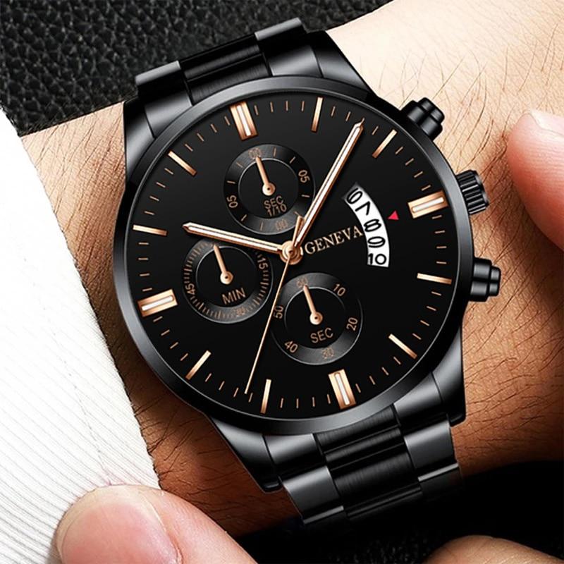 Reloj Hombre  Fashion Mens Watches Luxury Stainless Steel Quartz Wrist Watch Men Business Calendar Watch Relogio Masculino