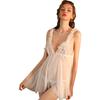Large size erotic underwear mesh perspective women's low-cut suspenders free transparent lace pajamas