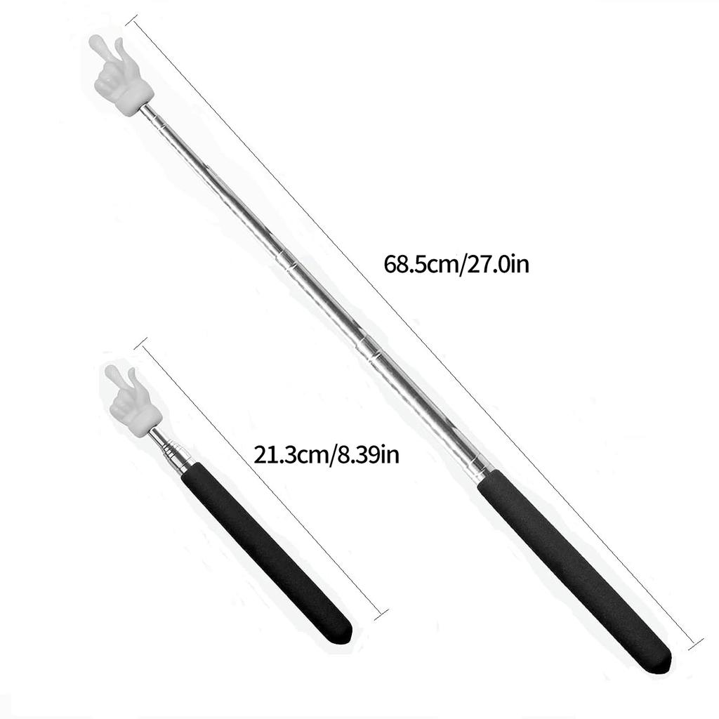 2Pcs Retractable Teacher Pointer for Classroom Kids Reading Extendable Finger Sticks Mini Hand Pointing Stick School Supplies