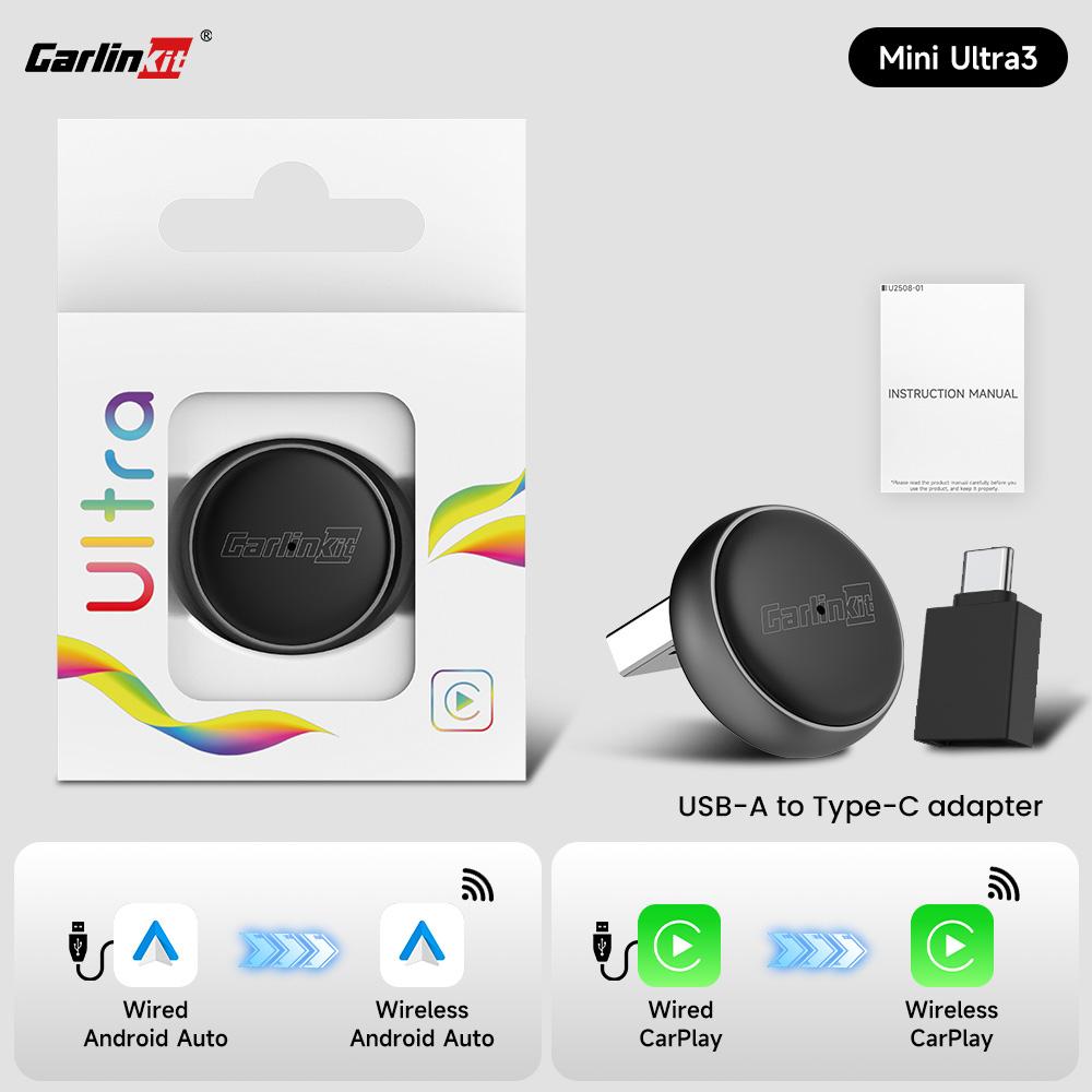 Ultra 3 CarPlay Android auto Wireless Adapter for Car infotainment Upgrade Adapter BT Wifi Wired to Wireless Wired to Wireless