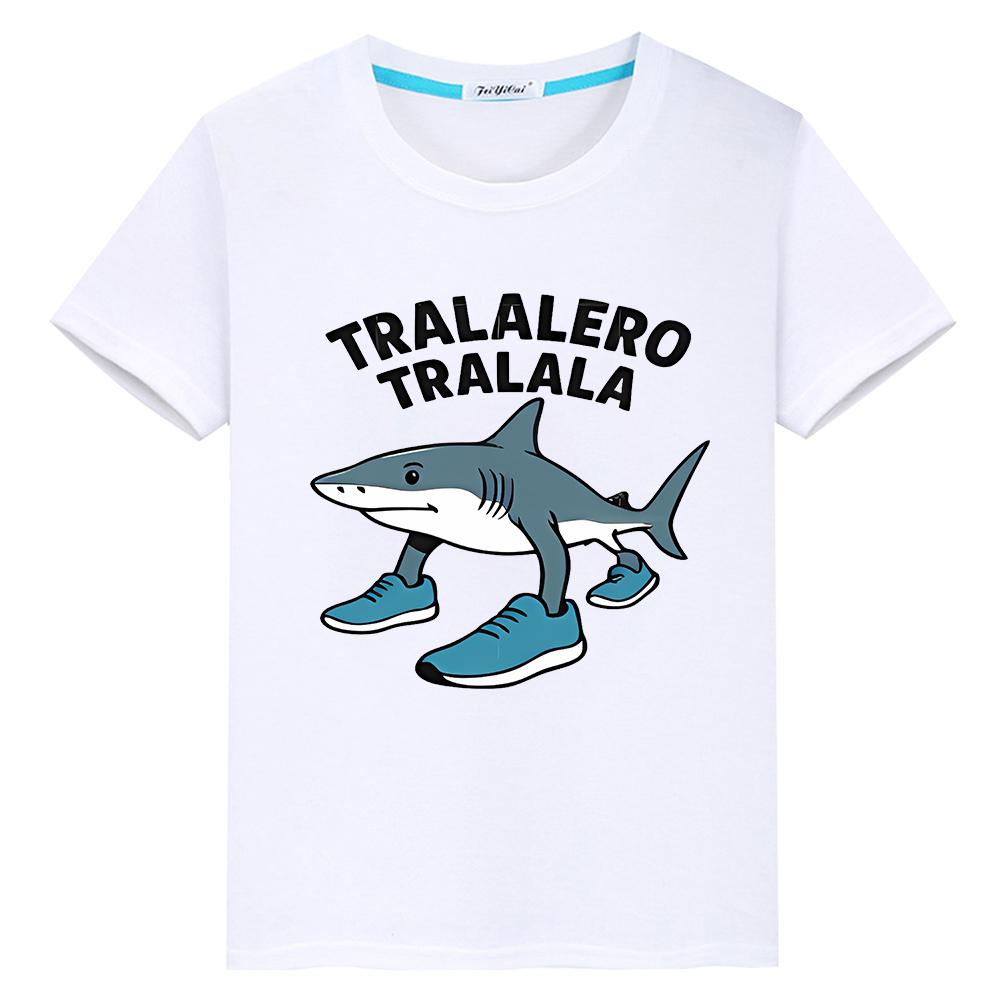 

tralalero tralala Принт 100%Хлопок футболка для детей мальчик 10 лет Каваий Футболки y2k аниме Топы Милая Короткая гордость футболка одежда для девочек 100 белый