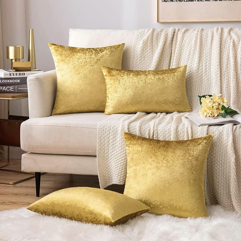 Velvet Solid Pillow Cover Removable Washable Sofa Cushion Case Soft Cozy Home Decor Elegant Comfortable Accent