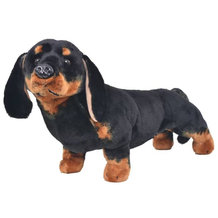 VidaXL Jouet en peluche Chien de race Dachshund Noir XXL 91333