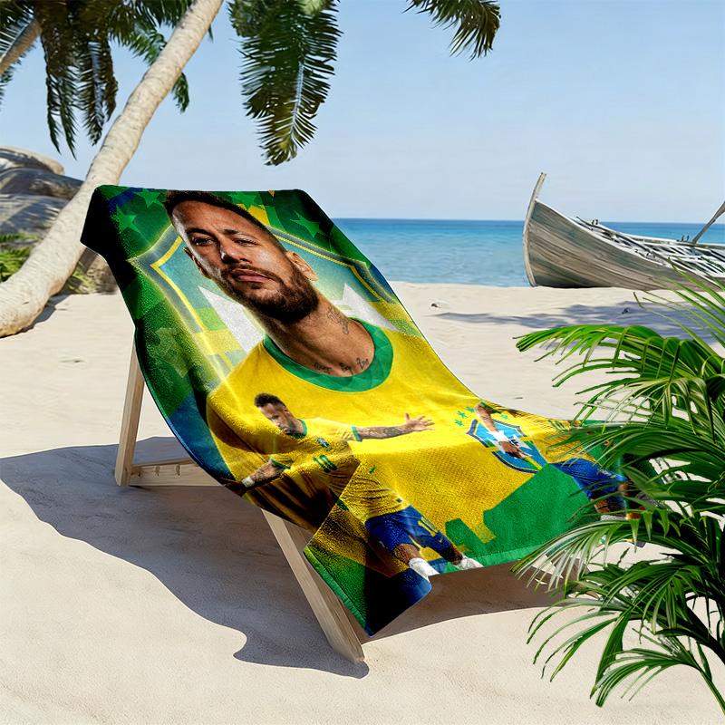 Asciugamano da Spiaggia con Stampa di Neymar, Asciugamano Grande Morbido ad Asciugatura Rapida per Spiaggia Campeggio Nuoto