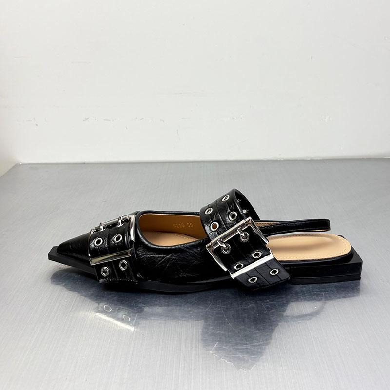 

Мода Большой Размер 43 Модные Туфли-балетки с Ремешком и Пряжкой Роскошные Женские Сандалии с Острым Носком Женские Балетки Новинка Лето Весна 35 чёрный