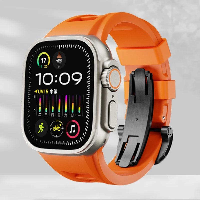 Classic Soft Silicone Strap for Apple Watch Ultra 2 49mm 45mm 44mm 42mm Sports Silicone Bracelet for IWatch Series 9 8 7 6 5 4 SE Correa