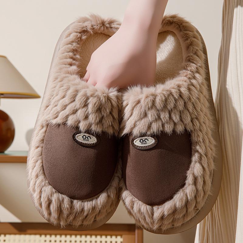 New home cotton slippers autumn and winter thick-bottomed comfortable cotton mop splicing design fleece warm fluff mop