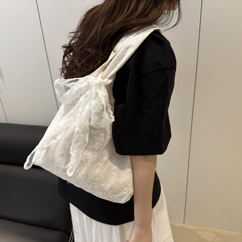 Simple Solid Color Flower Lace Women Casual Shoulder Bag For Urban Fashion