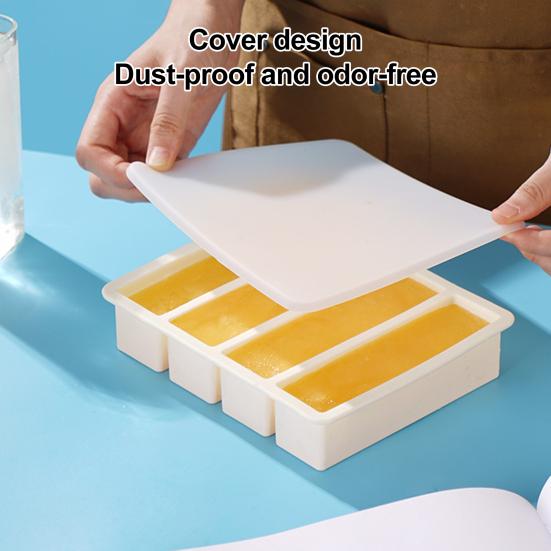Forma na led s víkem Silikonové formy na led do mrazáku Stohovatelná Forma na led s velkými čtverci pro bary na koktejly, džus, kávu Výrobník ledu se 4 dutinami