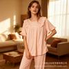 Women's pajamas set imitation cotton fabric lace short sleeves trousers sweet loungewear new explosion