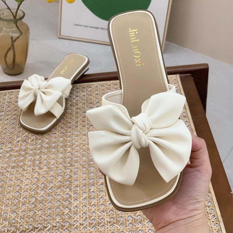 Fashion sandals women's outer wear 2025 summer new crystal transparent medium thick heel silk mesh two wear cool slippers