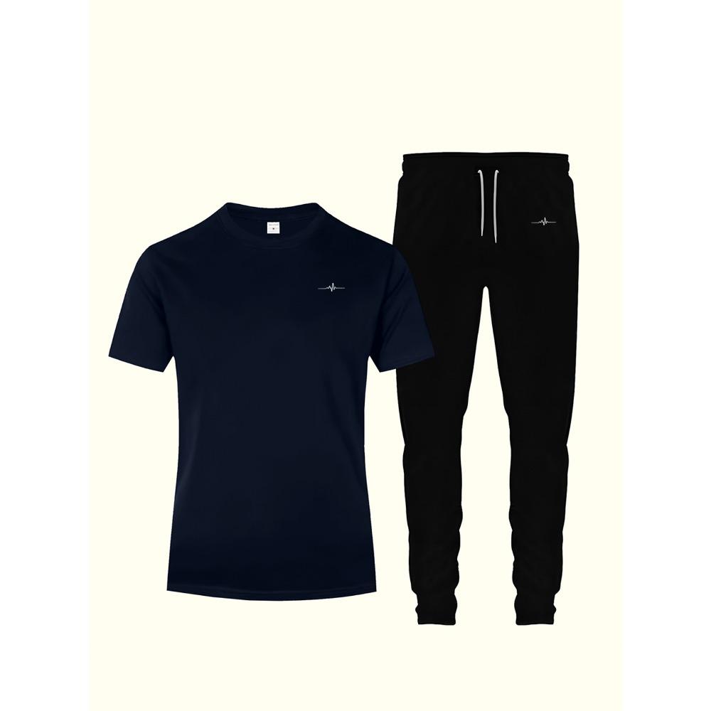 Men's Classic and Fashionable Casual Sports Pants and Short Sleeves Set, with Comfortable and Soft Fabric, Suitable for Daily Wear or Travel