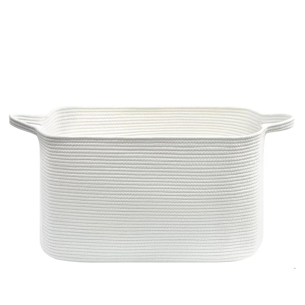 Stylish Handwoven Cotton Rope Laundry Basket for Bedroom Clothes Toys Organizer