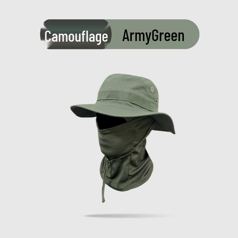 Camouflage Winddichter Fischerhut & Sonnenschutzmasken-Set für Outdoor-Aktivitäten