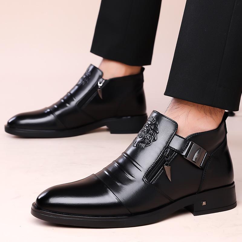 Spring 2025 Men's Soft Sole Leather Slip-On Shoes - Pointed Toe Business Casual Low-Tops