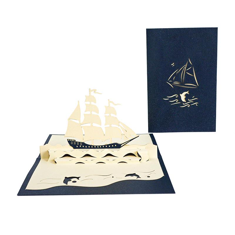 Thanksgiving 3D Pop-up Sailboat Card: Unique Birthday Greeting with Smooth Sailing Blessing