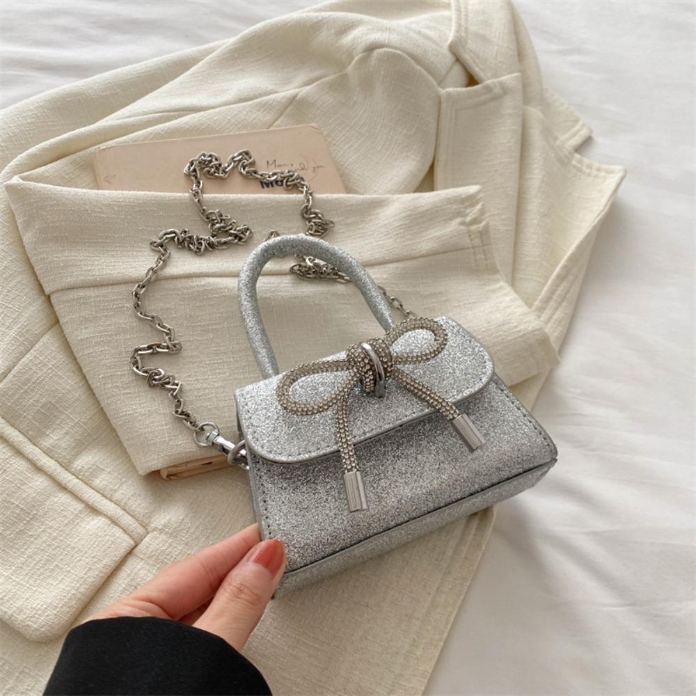 Women Bow Shoulder Bag New Solid Color Popular Messenger Bag Trendy High Capacity Mini Handbag