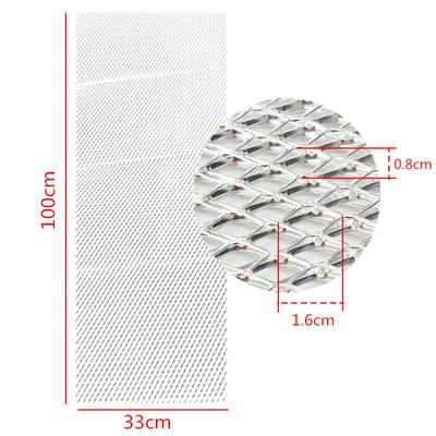 Vysokokvalitná univerzálna strieborná kosoštvorcová hliníková pretekárska mriežka, ventilačná mriežka pre úpravu auta, 0,31"×0,63" oka