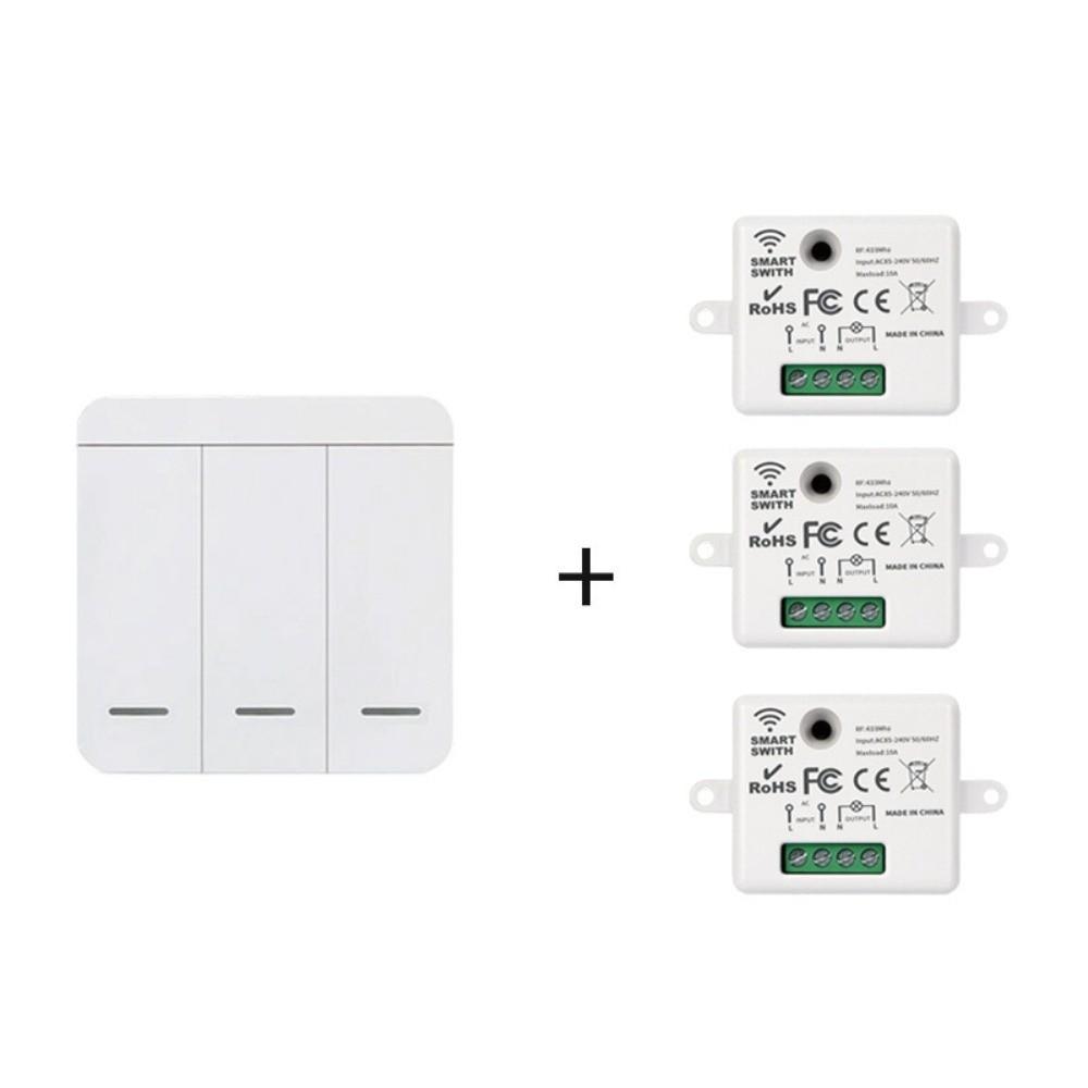 1/2/3 Gang Wireless Remote Control Switch Push Button 433MHZ Wireless Switch ON/OFF Switch Wall Panel Intelligent Switch