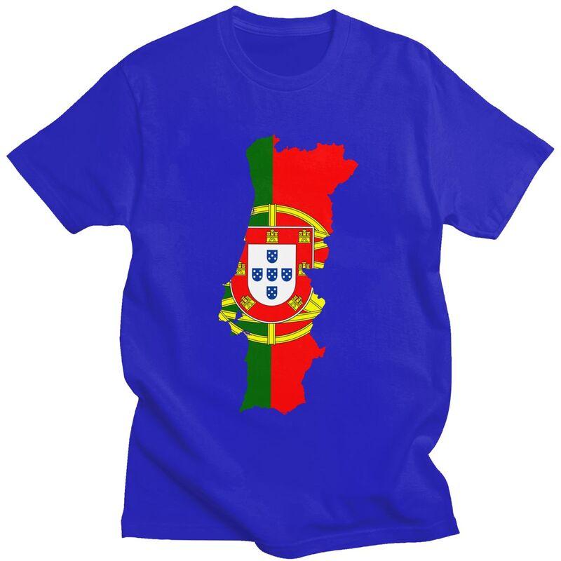 Custom Portugal Map Flag Tshirts for Men Short Sleeves Casual T Shirt Tshirt Slim Fit Pure Cotton Tees Gift Idea