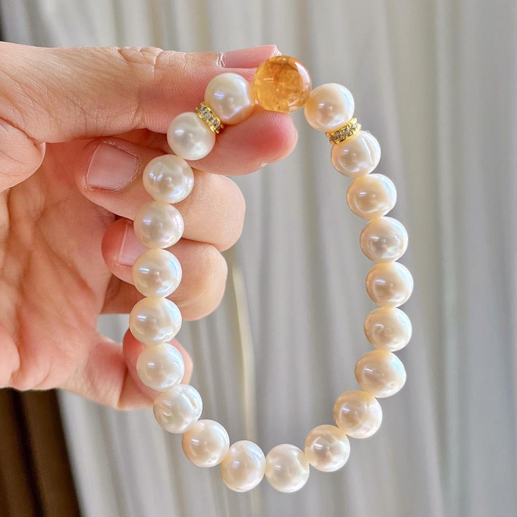 Autumn And Winter 8Mm Natural Freshwater Pearl Citrine Citrine Design Bracelet Bracelet