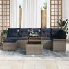 8 Piece Sofa Set with Cushions Gray Poly Rattan
