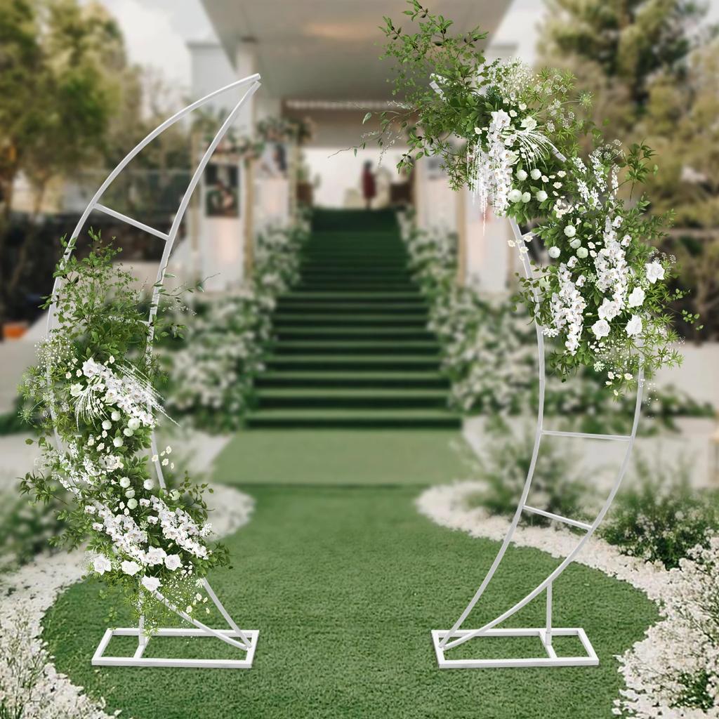 Wedding Arch Stand 2 Pack White 2 Meters Polygonal Wedding Stand Carbon Steel Support for Wedding Decoration Party Event
