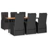 VidaXL 7-Piece Garden Dining Set Black Poly Rattan and Acacia, Dining Set, Dining Set 3157610