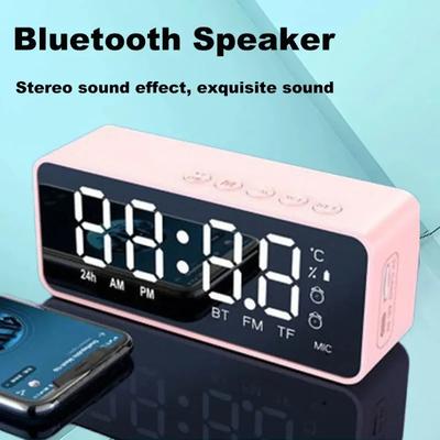 High Quality Office & Household Wireless Bluetooth Speaker with Mini Card Mirror Alarm Clock Audio Stall Receiving Voice Prompt