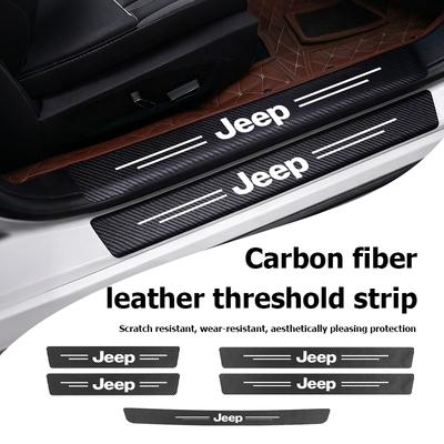 Car Sill Strip Texture Anti-scratch Protection Threshold Sticker For Grand Cherokee Wrangler JK Renegade Gladiator Compass