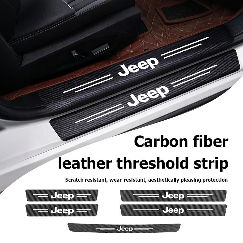 Car Sill Strip Texture Anti-scratch Protection Threshold Sticker For Jeep Grand Cherokee Wrangler JK Renegade Gladiator Compass