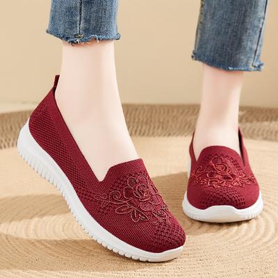 Schuhe Damen 2025 neu alte Peking Stoffschuhe bestickte Mutterschuhe flacher Mund ein Pedal Damenschuhe Fabrik atmungsaktiv und bequem