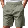 Men's Loose Fit Linen Beach Shorts with Elastic Waistband and Drawstring