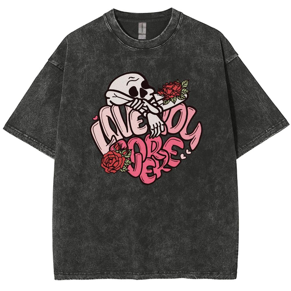 Unisex T-shirts Skull Letters Prints Washed Denim Loose Short Sleeves Simple Casual Design Clothes Summer