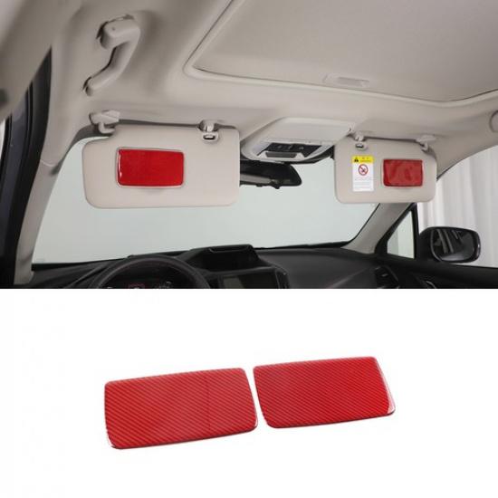 Red Soft Carbon Interior Vanity Mirror Trim Sticker For Subaru Forester SK 19-24